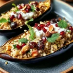 Auberginen mit Dattel-Mandel-Couscous und Minze