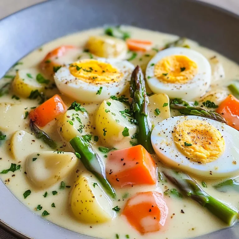 Eierfrikassee mit Kartoffeln und Gemüse