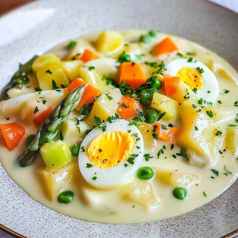 Eierfrikassee mit Kartoffeln und Gemüse