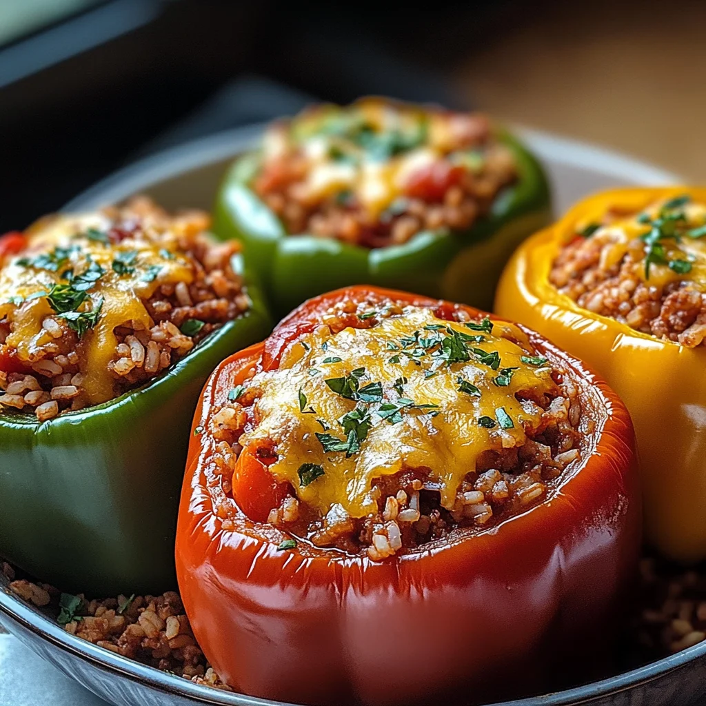 Gefüllte Paprikaschoten mit rotem Reis