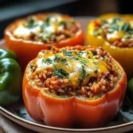 Gefüllte Paprikaschoten mit rotem Reis