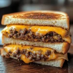 Gegrilltes Käsesandwich mit Rinderhackfleisch