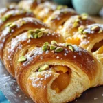 Hefezopf mit getrockneten Aprikosen, Marzipan und Pistazien