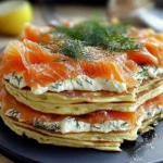 Pfannkuchen-Torte mit Lachs