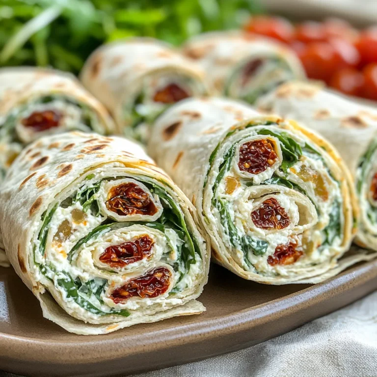Vegetarische Wrap-Röllchen mit Rucola und Tomaten