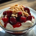 Zimtcreme mit Kirschsoße und Amaretti