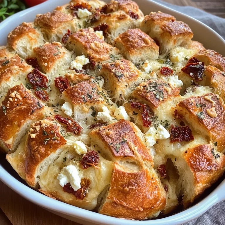 Zupfbrot mit getrockneten Tomaten, Feta und Mozzarella