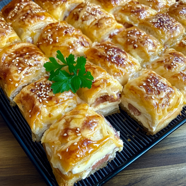 Unwiderstehlicher Blätterteig gefüllt mit Schinken und Käse
