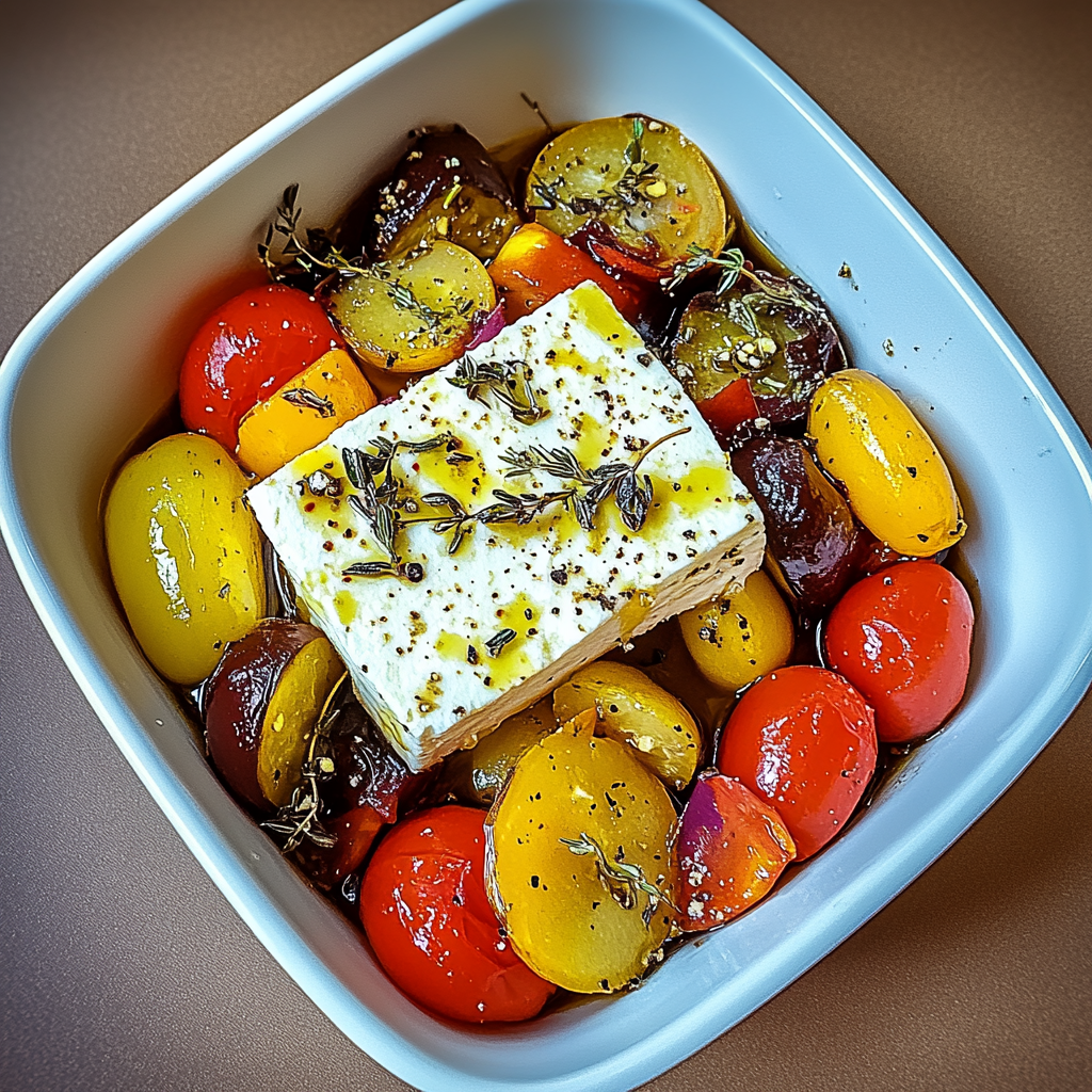 Köstlicher Gebackener Feta auf mediterranem Gemüse (Low C…