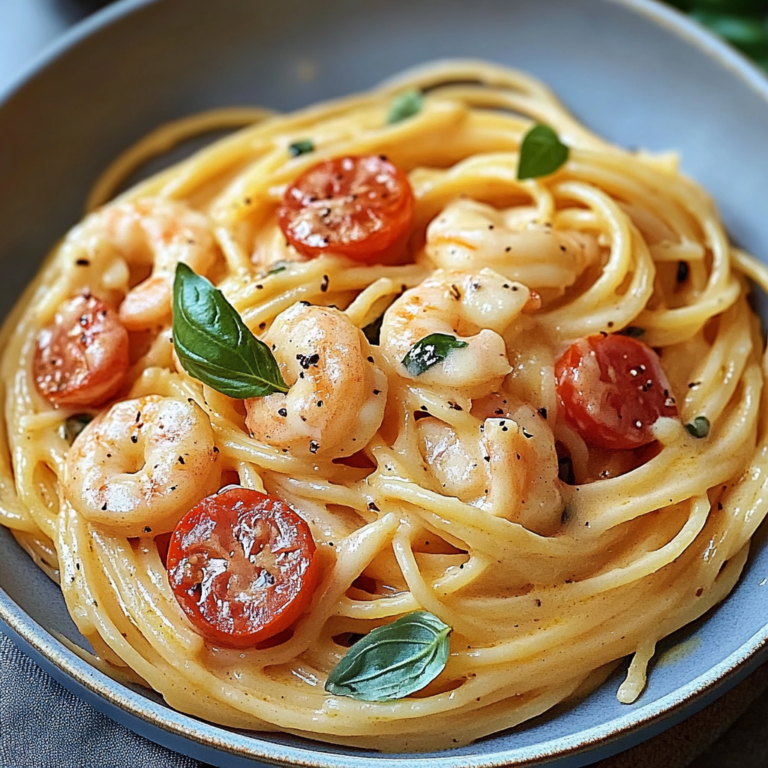 Verführerische Spaghetti mit Garnelen in Frischkäsesauce