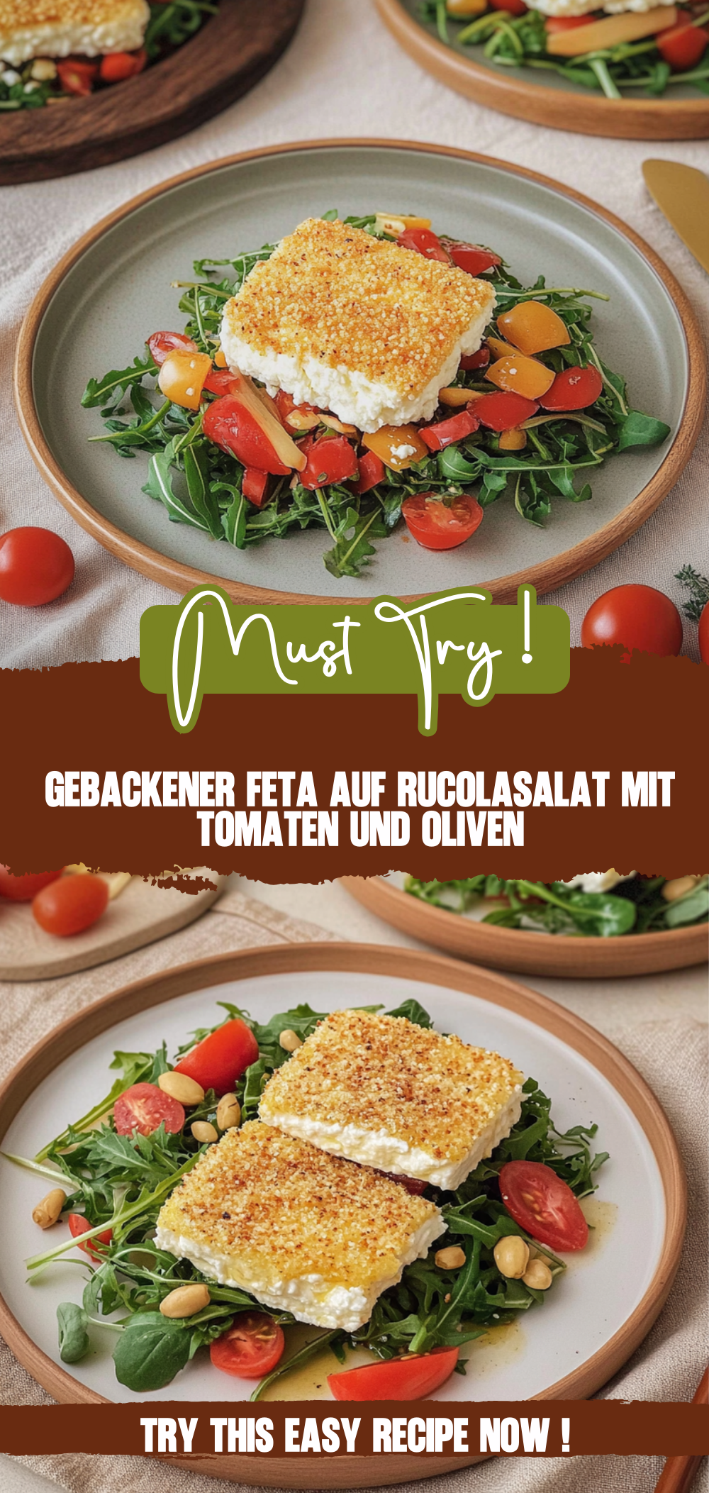 Gebackener Feta auf Rucolasalat