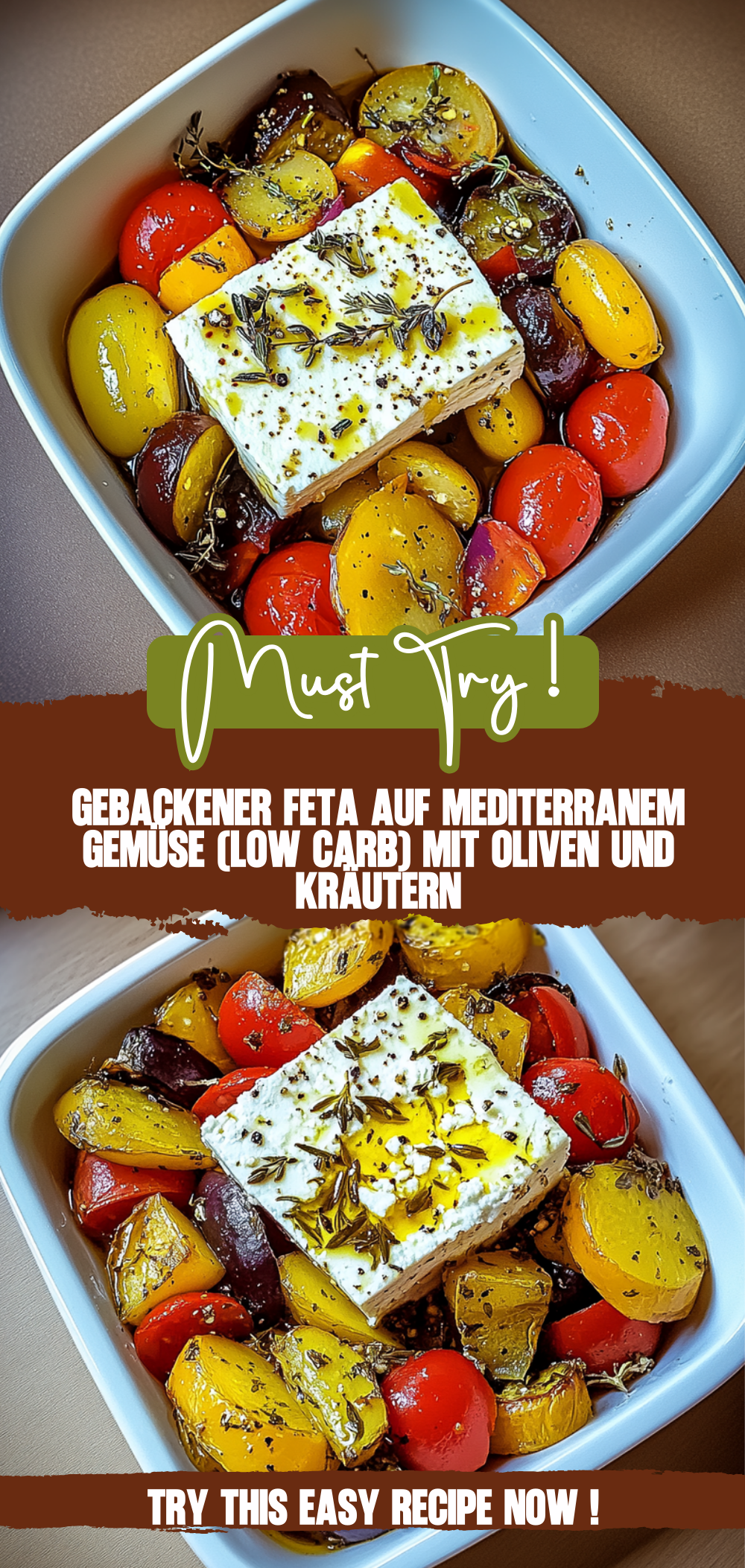 Gebackener Feta auf mediterranem Gemüse (Low Carb)
