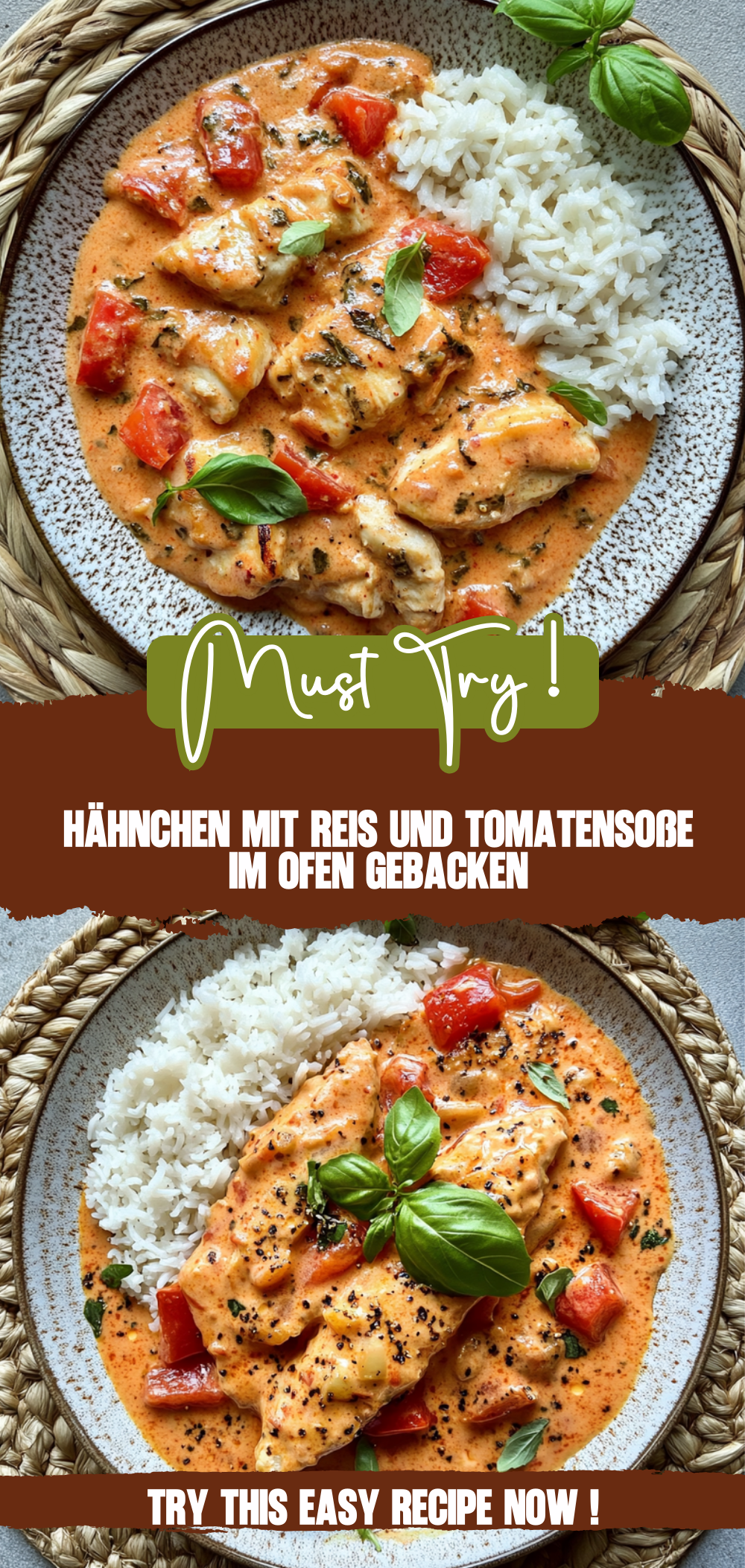Hähnchen mit Reis und Tomatensoße