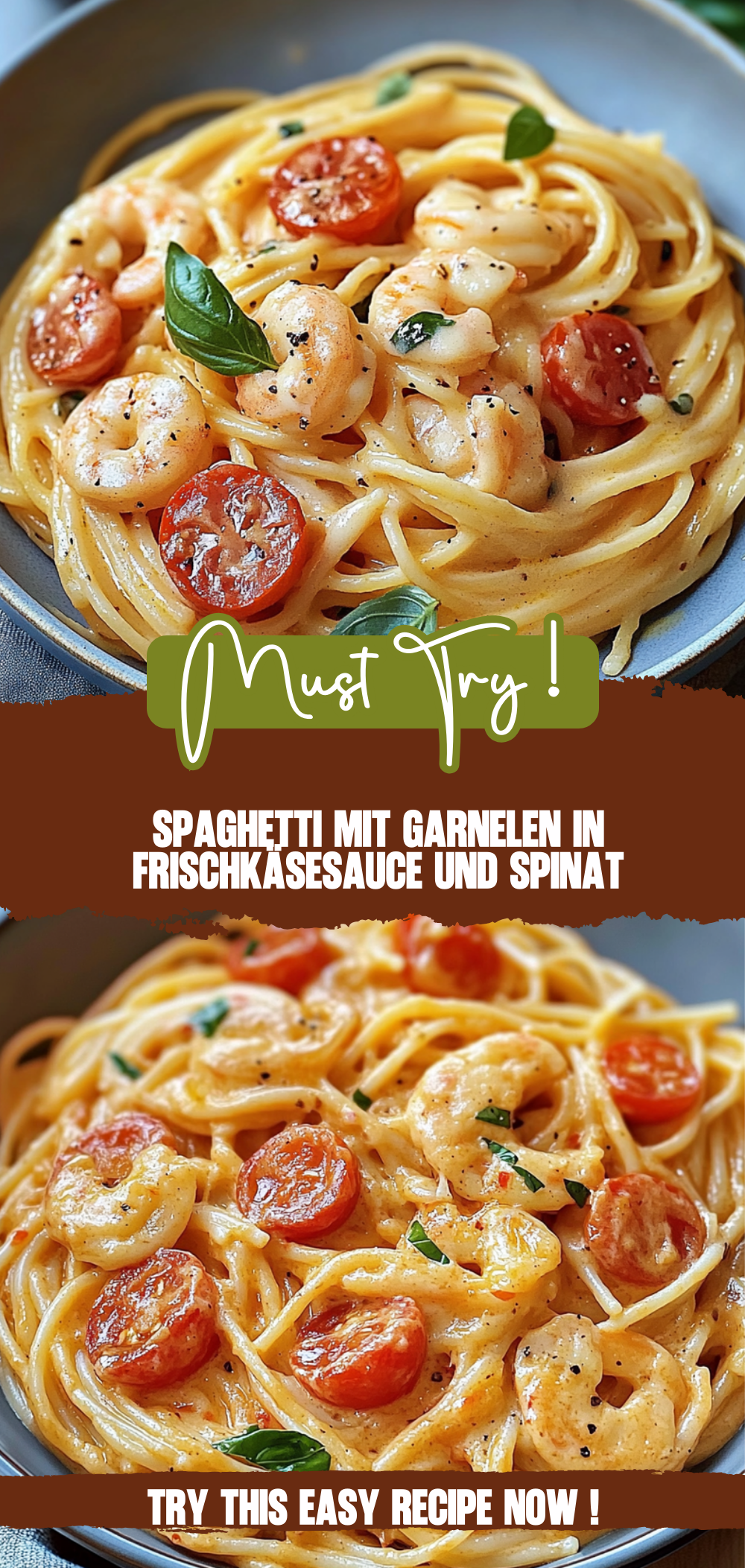 Spaghetti mit Garnelen in Frischkäsesauce