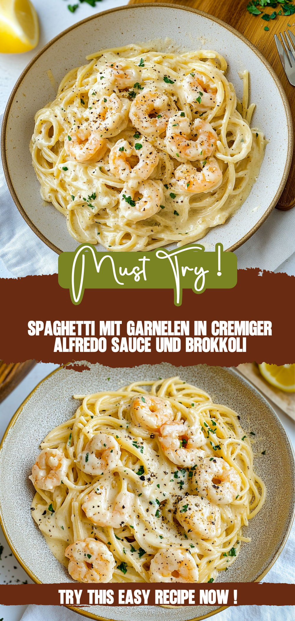 Spaghetti mit Garnelen in cremiger Alfredo Sauce