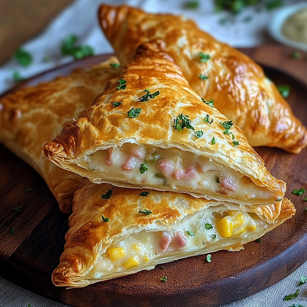 Perfekte Blätterteigtaschen mit Schinken-Käse-Füllung