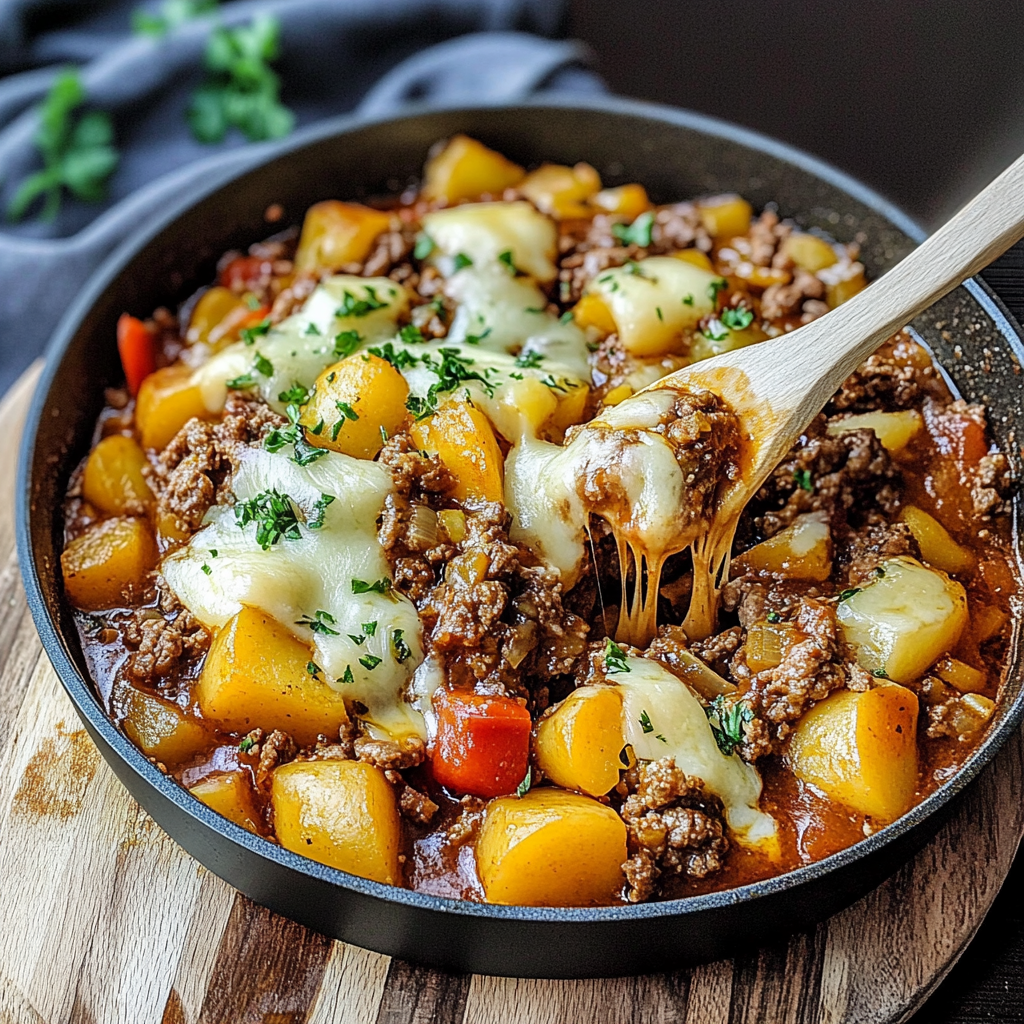 Köstliche Kartoffelpfanne mit Hackfleisch in 30 Minuten