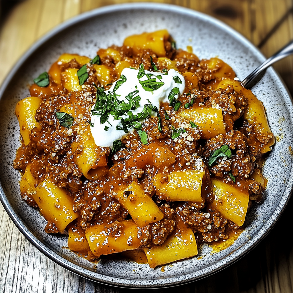 Verführerische Kürbis-Rindfleisch-Bolognese für den Herbst