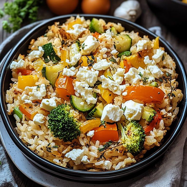 Perfekter Reis aus dem Ofen mit Feta und Gemüse Rezept