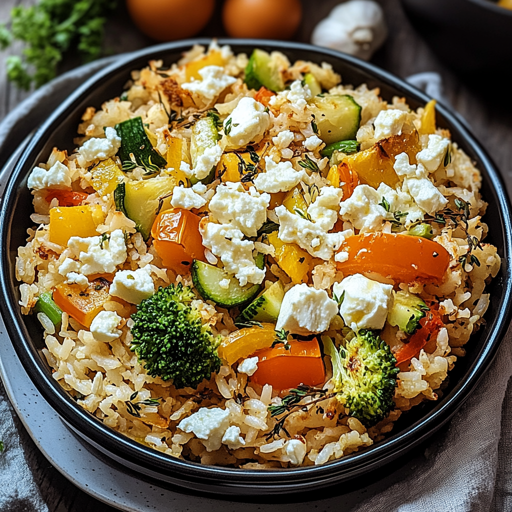 Perfekter Reis aus dem Ofen mit Feta und Gemüse Rezept