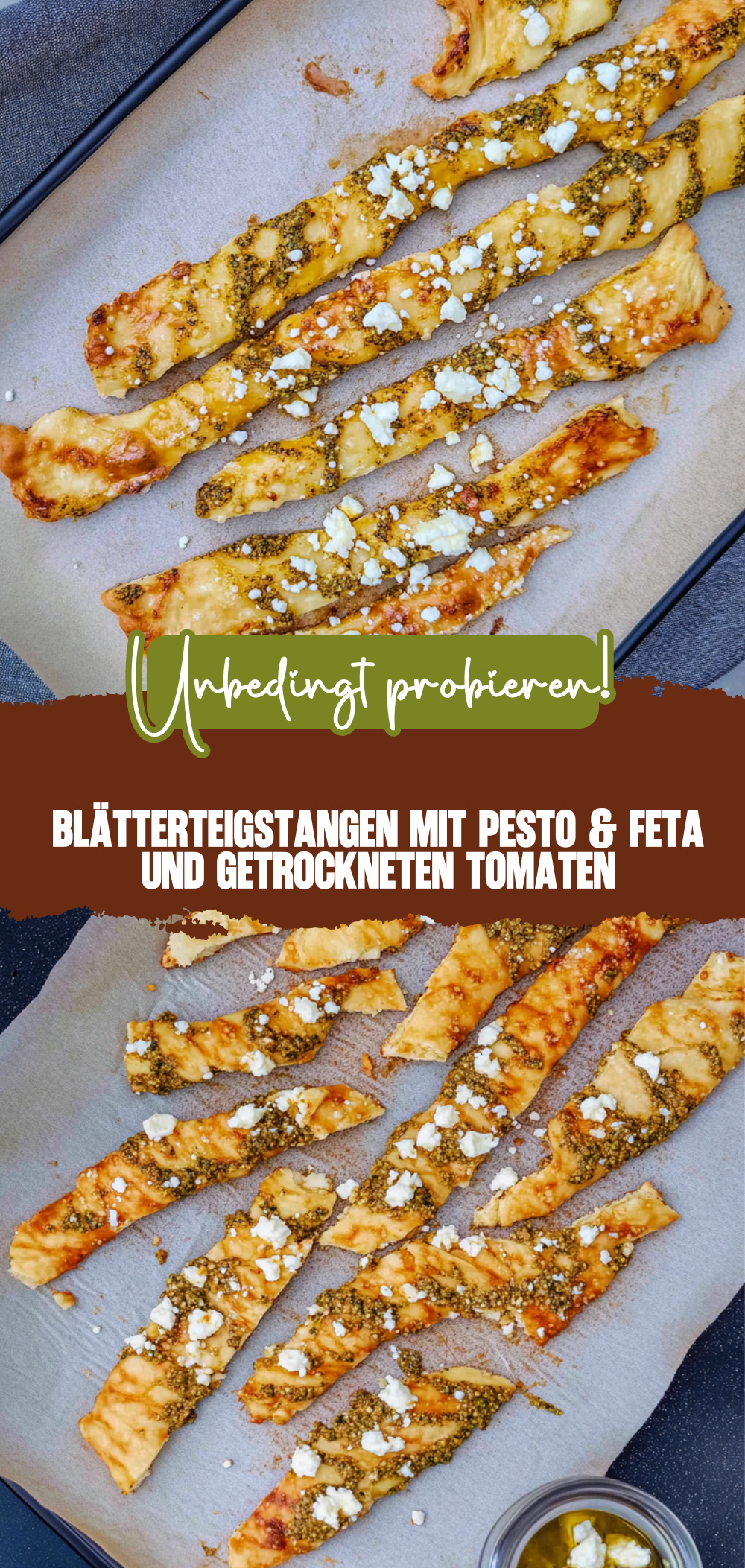 Blätterteigstangen mit Pesto & Feta
