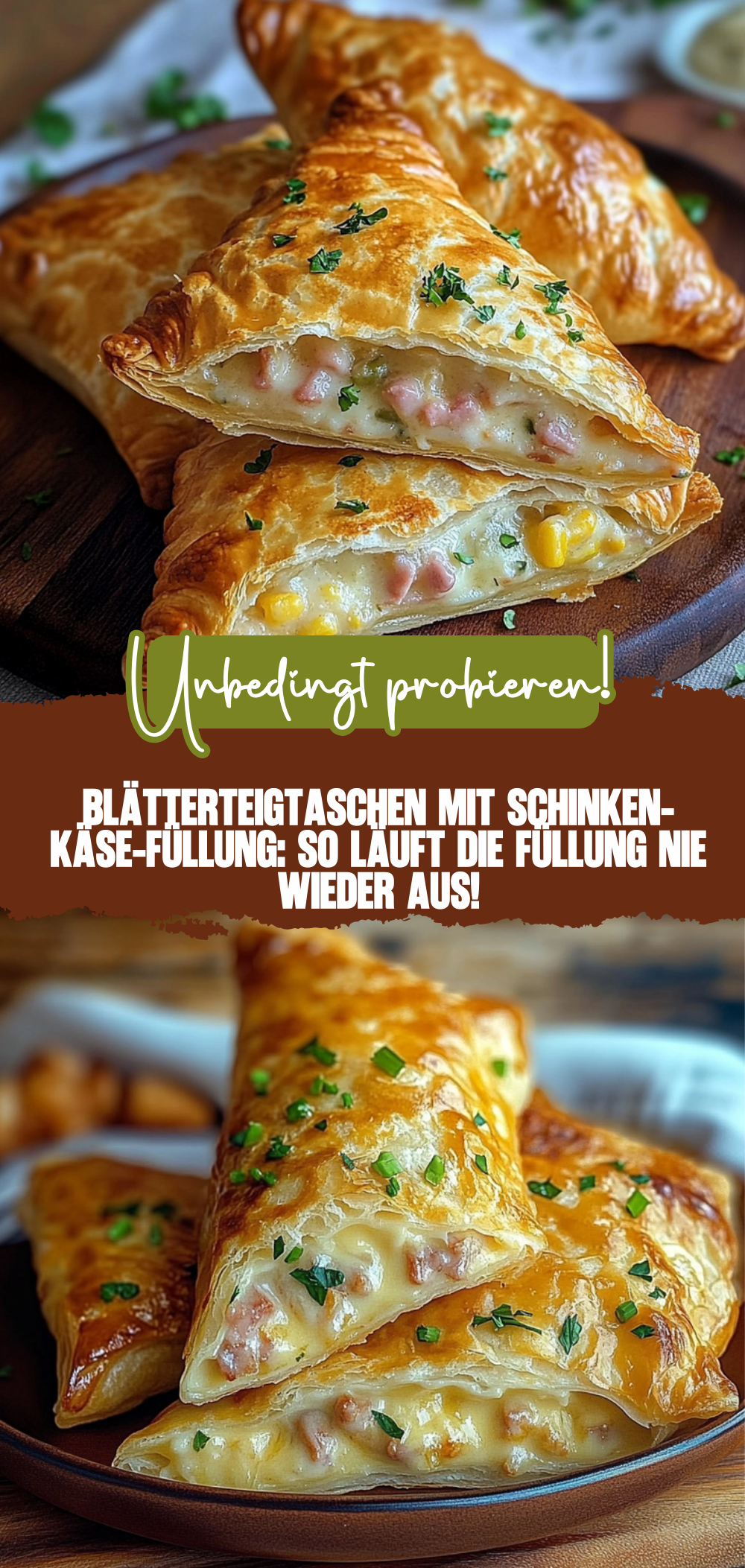 Blätterteigtaschen mit Schinken-Käse-Füllung: So läuft die Füllung nie wieder aus!
