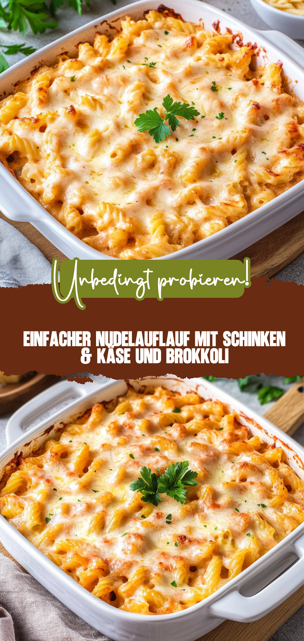 Einfacher Nudelauflauf mit Schinken & Käse