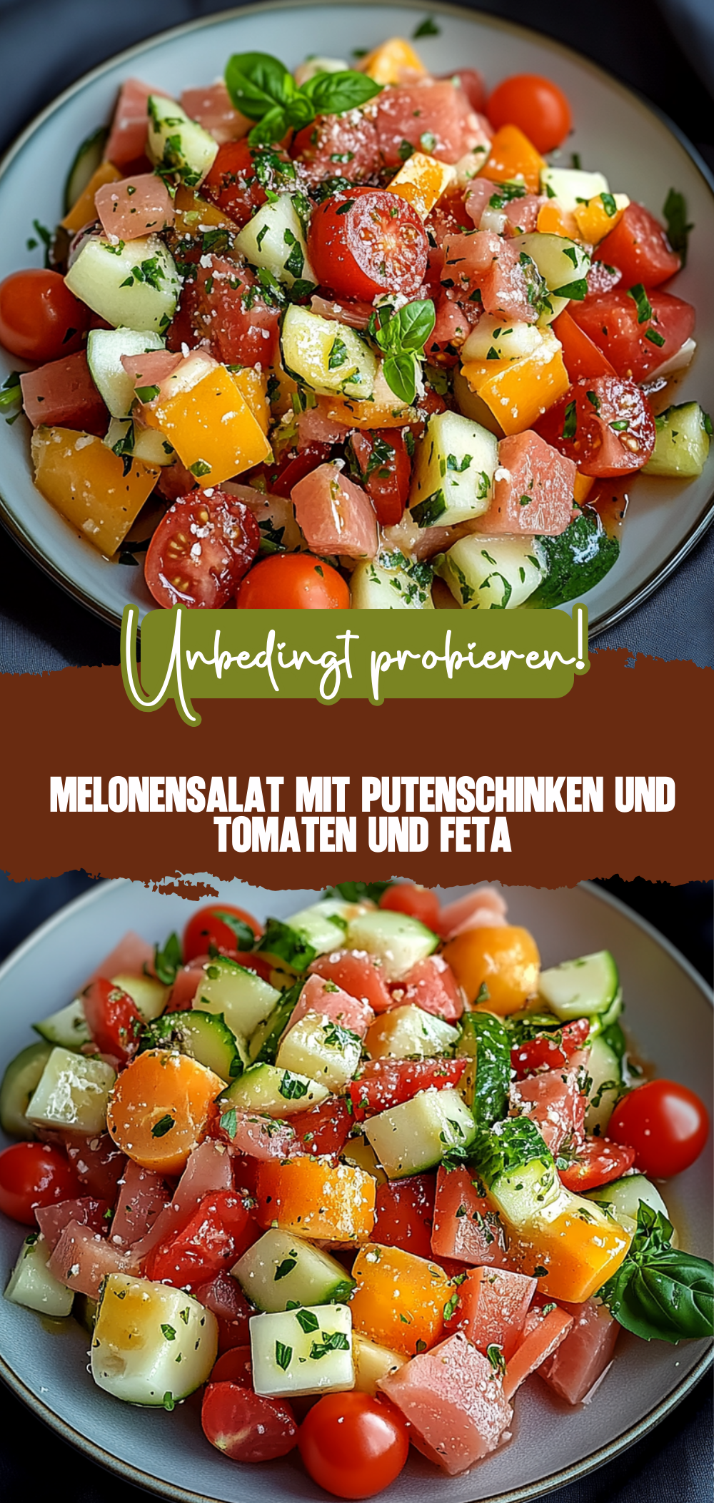 Melonensalat mit Putenschinken und Tomaten